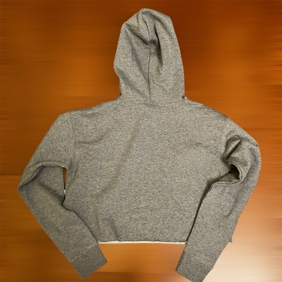 Grey Cropped Hoodie Sweatshirt - Picture 3 of 9